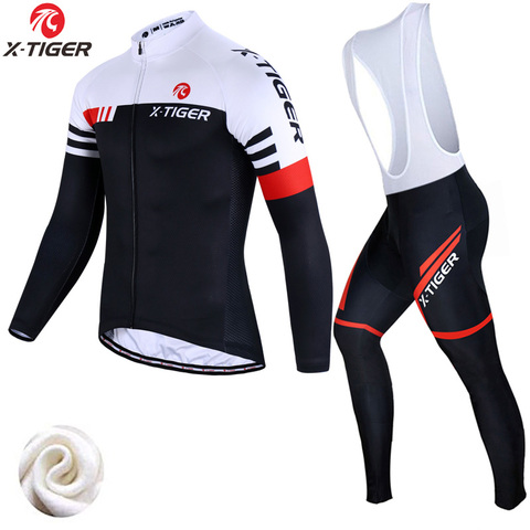 X-Tiger Winter Thermal Fleece Cycling Jersey Set Cycling Clothing Super Warm Mountain Bike Wear Racing Bicycle Clothing Set ► Photo 1/6