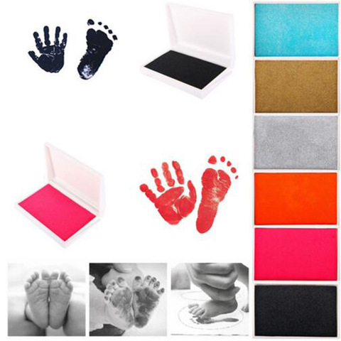 Baby Handprint Footprint Oil Pad Kids 6 Colors DIY Painting Photo Soft Inkpad Maker for Baby Souvenirs Gift Inkless Pad Keepsake ► Photo 1/6