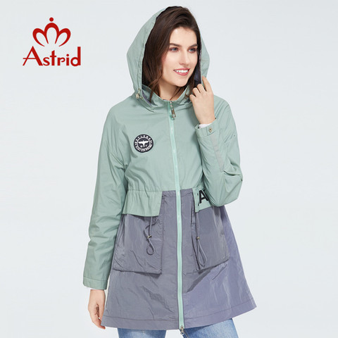 Astrid 2022 new Spring fashion mid-length trench coat Hooded Casual sport high quality female Outwear trend Loose thin coat 3068 ► Photo 1/6