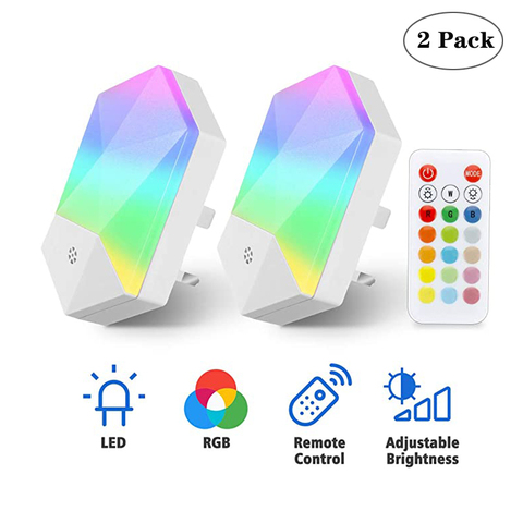 1/2 Pcs RGB Night Light 16 Colors LED Remote Control Dimmable Night Lights EU/US/UK Plug,For Baby Kids Room Bedroom Wall Lamp ► Photo 1/6
