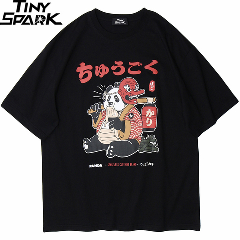 2022 Japanese Streetwear T Shirt Men Hip Hop Funny Fat Panda Samurai T-Shirt Summer Short Sleeve Tshirt Harajuku Cotton Tees New ► Photo 1/6