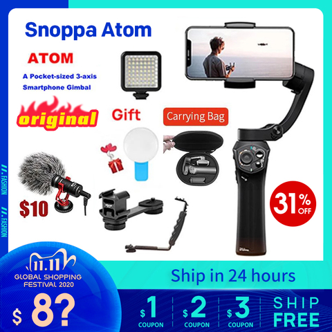 Snoppa atom 3-Axis Handheld Gimbal Foldable Pocket-Sized Stabilizer for iPhone X huawei p30 Gopro hero 7 PK smooth 4 ► Photo 1/6