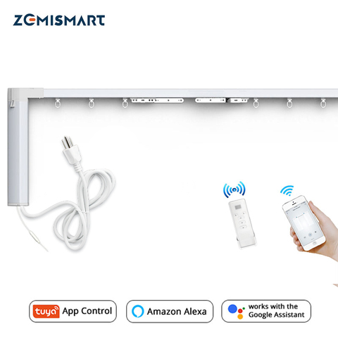 Zemismart New Design WiFi Curtain Motor Tuya Smart Life Customized Electric Curtains Track with RF Remote Alexa Echo Control ► Photo 1/6