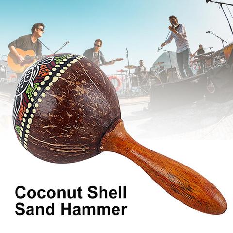 Coconut Shell Sand Hammer Shaker Hand Rattle Percussion Musical Instrument Toy  Musical Instrument for Boys and Girls ► Photo 1/6