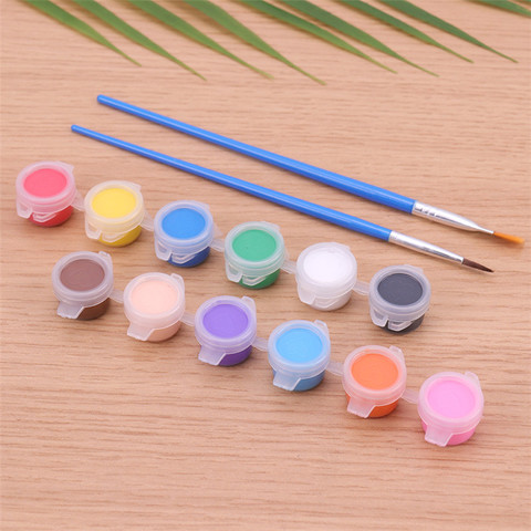 12 Colors Acrylic Paints Water Brush Pigment Set for Clothing Textile Fabric Hand Painted Wall Plaster Painting Drawing for Kids ► Photo 1/6