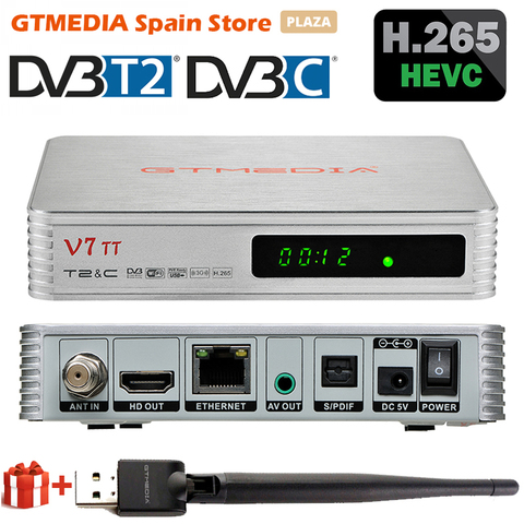 2022 GTMEDIA V7 TT Terrestrial TV Receiver DVB-T2 Cable Decoder H.265 HEVC 10Bit Tuner USB WIFI YouTuBe Italy Portual France box ► Photo 1/6