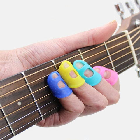 4pcs Guitar Fingertip Protector Fingerstall Silicone Guitar String Finger Guard Protection Press Ukulele Bass Guitar Accessories ► Photo 1/5