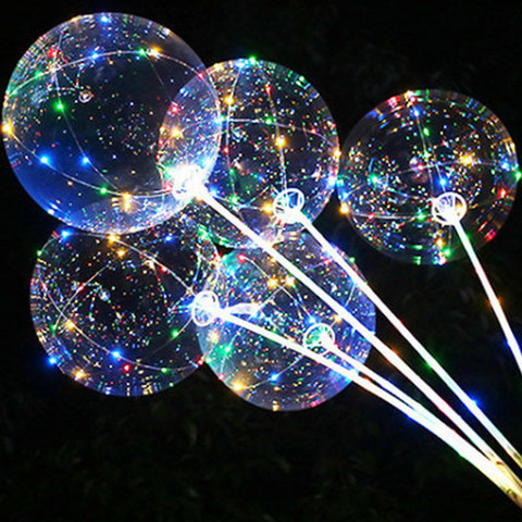 Handle Led Balloon With Sticks Luminous Transparent Helium Bobo Ballons Wedding Birthday Party Decorations Kid LED Light Balloon ► Photo 1/6
