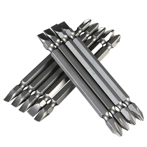 10pcs/set High Quality Magnetic Hex Shank Phillips PH2 & Slotted 6mm Double End Screwdriver Bits set 50mm 65mm 100mm 150mm 200mm ► Photo 1/6