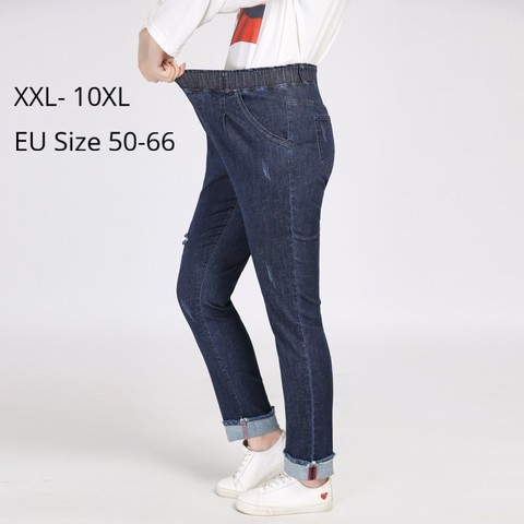 Plus Size 10XL 8XL 6XL 4XL Women Long Pencil Pants Ladies High Waist Stretched Jeans Femme Denim Pantalones Jeans De Mujer ► Photo 1/6