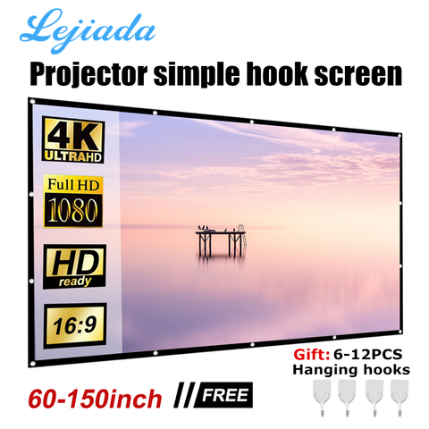 LEJIADA Projector simple curtain home outdoor KTV office portable 3d HD projector screen ► Photo 1/6