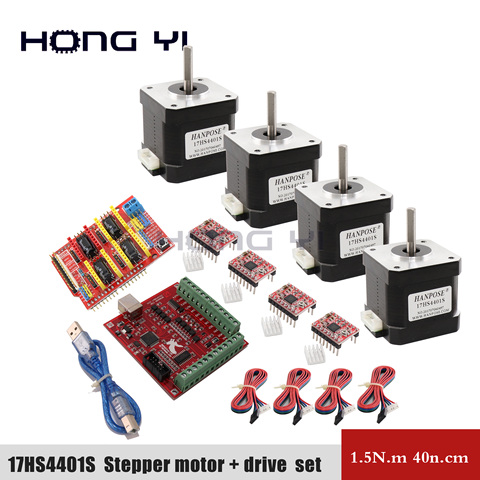 42 motor 17HS4401S kit 4 lead + CNC shielded v3 + USB cable + 4 driver expansion board UNO R3 ► Photo 1/6