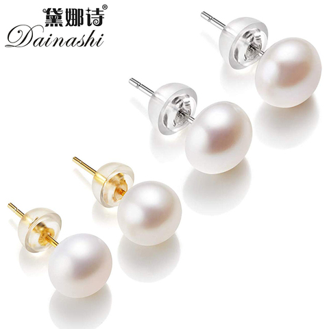 Clearance!!  AAAA High Luster White 6-11mm 100% Cultured Freshwater Pearl Stud Earrings for Women,Sterling Silver Women Earrings ► Photo 1/5