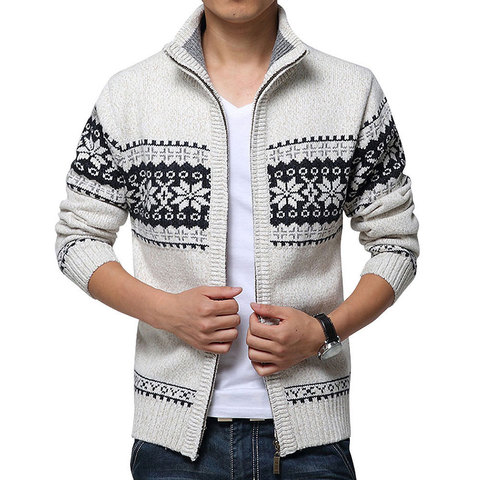 New Autumn Winter Men's Sweater Wool Men Mandarin Collar Solid Color Casual Sweater Men's Thick Fit Brand Knitted Cardigans ► Photo 1/6