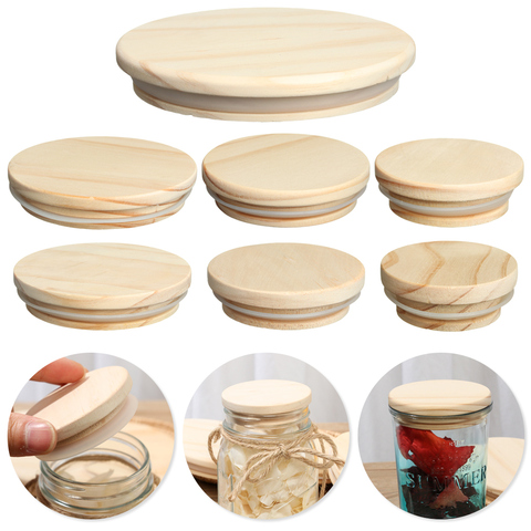 1PC Various Sizes Reusable Wooden Bottle Sealing Caps Canning Mason Jar Lid Wide Mouth Cover Wood Lids Kitchen Canning Storage ► Photo 1/1