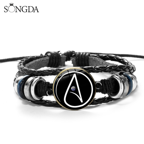 Minimalism Atheists Atheism Atom Sign Bracelet Materialism Glass Cabochon Punk Wrap Leather Wristband For Women Men Gifts ► Photo 1/6