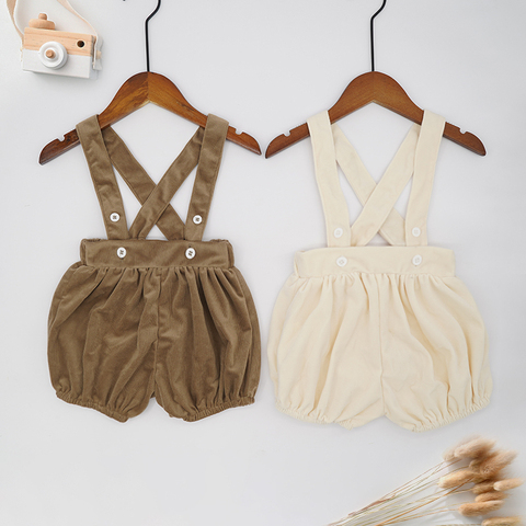 Newborn Baby Rompers Fall Corduroy Boys Girls Infant Kids Sleeveless Overall Bloomers Jumpsuit Lovely Strap Fashion Solid Outfit ► Photo 1/6