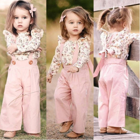 2PCS Toddler Kids Baby Girl Winter Clothes Floral Tops+Pants Overall Outfits sweet girl clothes set ► Photo 1/6