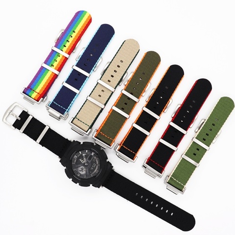 Nylon Watch Strap for Casio G-Shock GA-110/100/120/400/700 GA2100 GD-100/110/120 GX-56BB DW-5600 M5610 with Refit Connector ► Photo 1/6