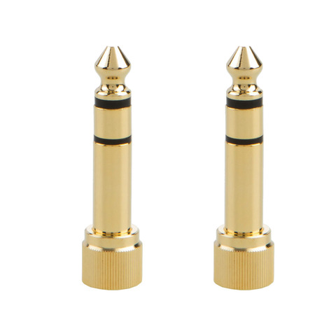 2pcs Gold-plated adapter Jack 6.35mm 3pole stereo male plug with inside screw to 3.5mm jack stereo female socket converter ► Photo 1/5