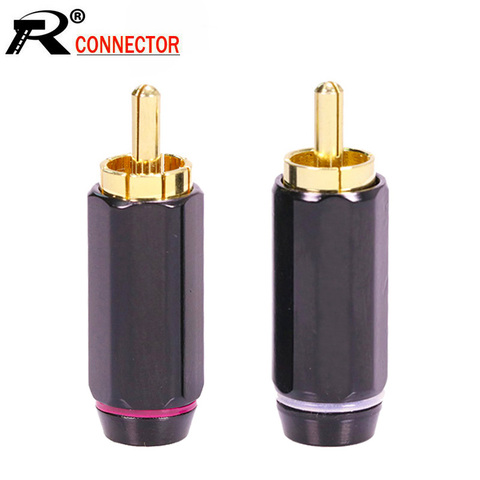 10pcs/lot RCA Connector Gold Plated RCA Male Plug High Quality Speaker Jack Plug RCA Cable Wire Connector 5 Pairs Red+White ► Photo 1/6