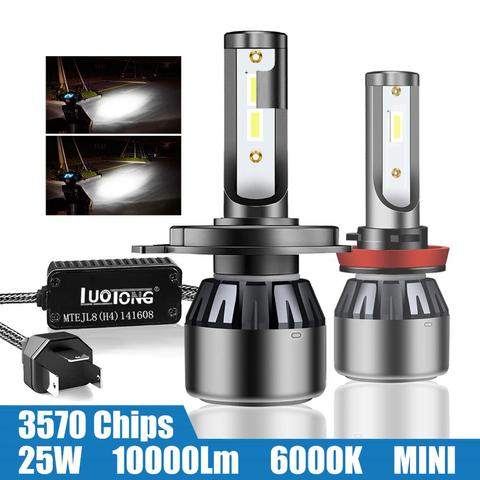 4 four sides H4 H7 H11 Motorcycle LED Headlight 1 Bulb CANBUS Mini Bright COB chips 12V 24V 25W 6000K 10000LM ► Photo 1/6