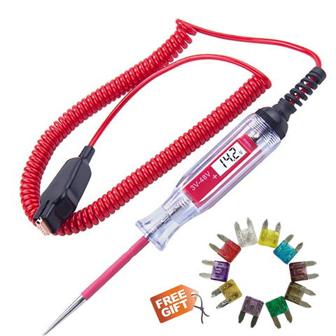 3-48V Car Truck Digital LCD Circuit Tester with 11ft Wire Car Circuit Line Test Pen Voltage Meter & Lamp Probe Diagnostic Tool ► Photo 1/6