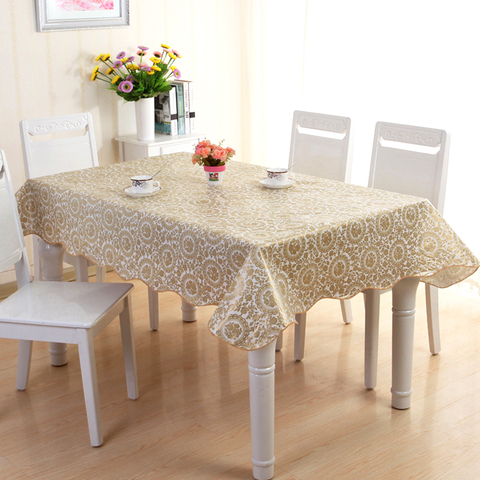 Golden Oilcloth on Table Rectangular Table Desk Cover New Year's Tablecloth Waterproof Stain Tablecloths for Kitchen ► Photo 1/6