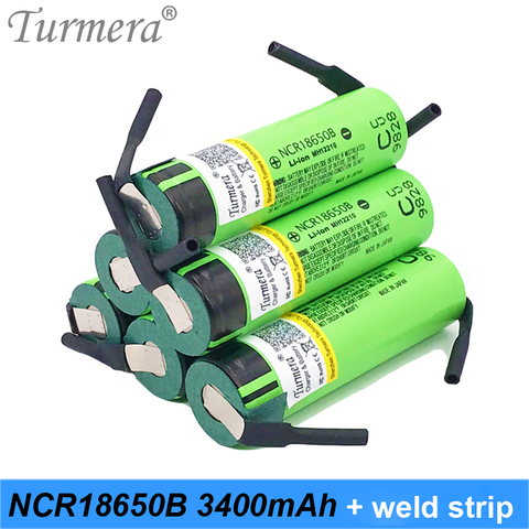 Turmera 2022 Original NCR18650B 3.7v 3400mah 18650 Lithium Rechargeable Battery with soldering strip for screwdriver battery 026 ► Photo 1/6