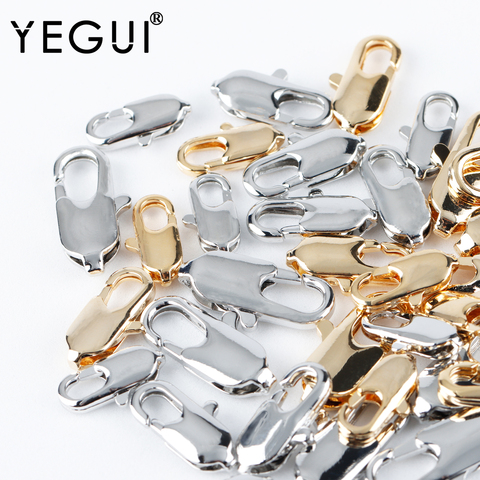 YEGUI M928,jewelry accessories,lobster clasp hooks,18k gold plated,copper metal,rhodium plated,handmade,jewelry making,10pcs/lot ► Photo 1/6