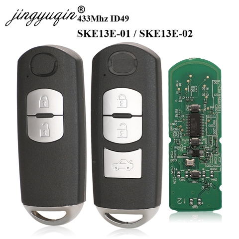 jingyuqin 433Mhz ID49 2/3 Buttons Smart Key Fit for MAZDA CX-3 Axela CX-5 Atenza Model SKE13E-01 SKE13E-02 Car Remote Control ► Photo 1/6