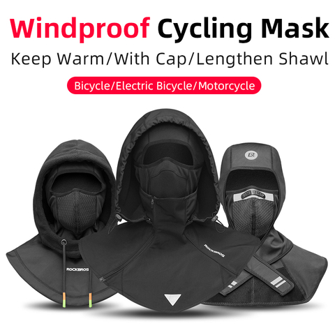 ROCKBROS Winter Cycling Face Mask Women Men Hood Balaclava Warm Windproof Ski Mask Fleece Double Layer Motorcycle Scooter Mask ► Photo 1/6