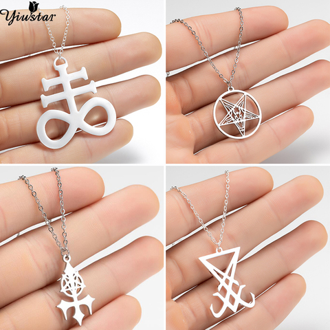 Satanic Symbol Jewelry Sigil Church of Satan Necklace Pentagram Satan Fork Colar Talisman Lucifer Patch Leviathan Cross Chokers ► Photo 1/6