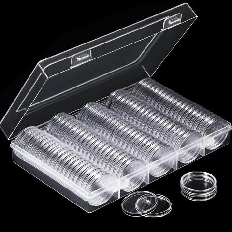 100Pcs Clear Coin Capsules 27mm 30mm Transparent Coin Holder Plastic Round Collectable Coin Storage Box Case Collection Supplies ► Photo 1/1