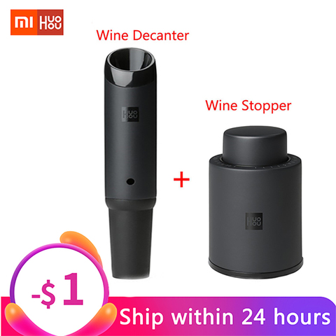 Xiaomi Huohou Fast Wine Decanter Wine Stopper 2in1 Pouring Tools Stainless Steel Vacuum Bottle Stopper Bottles Cap Bar Accessori ► Photo 1/6