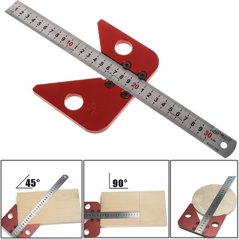 45 degree angle round center line scribe wood ruled carpenter round heart ruler layout gauge woodworking DIY tool ► Photo 1/6