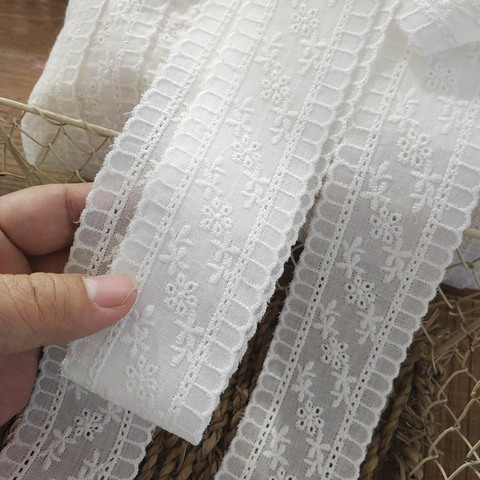 4.5CMwidth white flower embroidered cotton lace ribbon diy apparel sewing home textile curtain decoration lace ► Photo 1/5