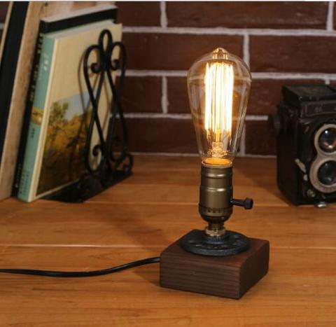 Loft desk lamp wood Edison bulb American industry retro personality wood  table lamp bar cafe creative nightlight CL072317 ► Photo 1/6