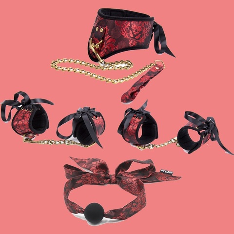 Vintage Metal Soft Sponge Sex Handcuffs Ankle Cuffs Bondage Collar Set  Toys for Couples Erotic Womens Lingerie ► Photo 1/6