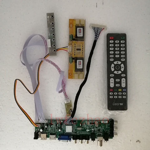 DVB-T DVB-C 3663 TV Monitor Kit for M170EG01 MT170EN01 4 CCFL LCD LED screen HDMI+VGA+USB+TV Controller board Driver ► Photo 1/6