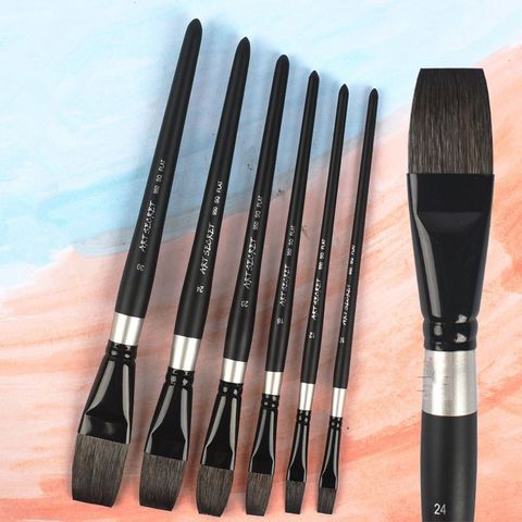 Flat Squirrel Hair Watercolor Paint Brushes Professional Painting Brush For Watercolor Gouache Acrylic Painting Art Supplies ► Photo 1/6