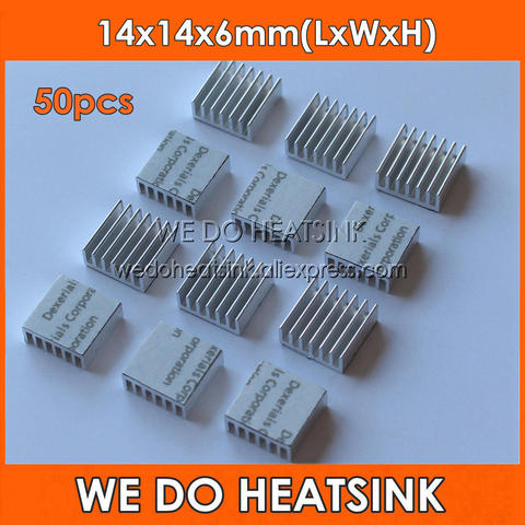 50pcs 14x14x6mm Aluminum Radiator Heat Sink Extrusion Cooler With Thermal Tape For LM2596 LM2577 LM2576 ► Photo 1/6