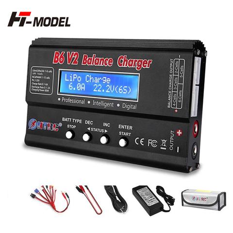 HTRC imax B6 V2 80W Battery Balance Charger+15V 6A AC Adapter + LiPo Safe Battery Guard Explosion - Proof Bag+8 in 1 Cables Set ► Photo 1/6