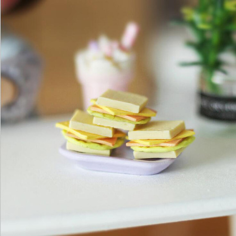 1/12 Scale Miniature Dollhouse Simulation Mini Sandwiches Pretend Play food for ob11 bjd,blyth Doll Kitchen Furniture Accessorie ► Photo 1/4