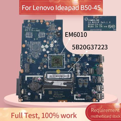 ZAWBA/BB LA-B291P Laptop motherboard For Lenovo Ideapad B50-45 N50-45 EM6010 Notebook Mainboard 5B20G37223 DDR3 ► Photo 1/6
