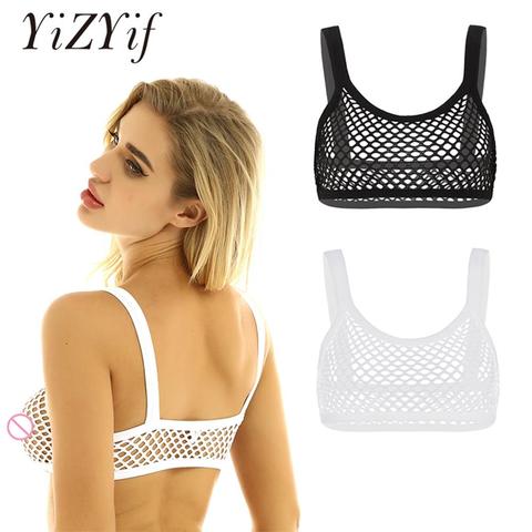 Women Tank Tops Camisole Fishnet Crop Top See Through Sexy camisole femme Spaghetti Shoulder Straps Solid Color Tank Vest Tops ► Photo 1/6