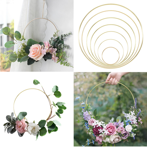 10-40cm Artificial Metal Easter Flower Wreath Iron Ring Wedding Party Deco Supplies DIY Floral Hoop Crafts Home Hanging Ornament ► Photo 1/6