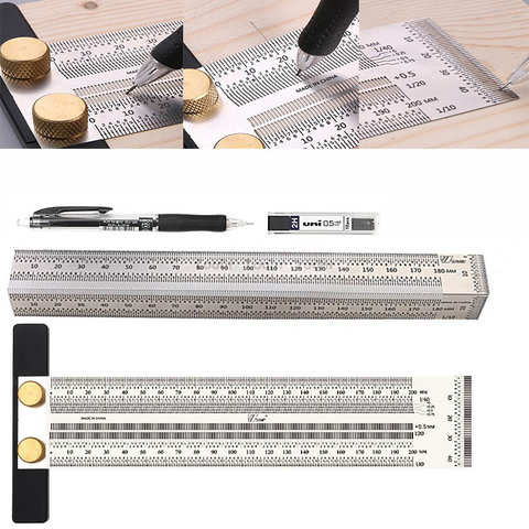 Woodworking Scribe 180-400mm T-type Ruler Hole Scribing ruler crossed-out tool Line Drawing Marking Gauge DIY Measuring Tool ► Photo 1/6