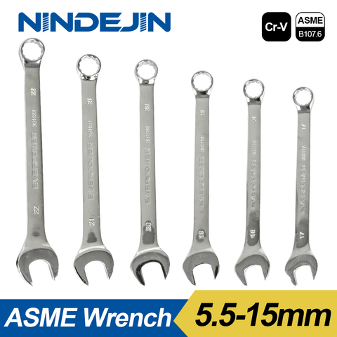 NINDEJIN open end wrench tool 5.5 6 7 8 9 10 11 12 13 14 15mm combination wrench set hex spanner wrench for hex nuts ► Photo 1/5