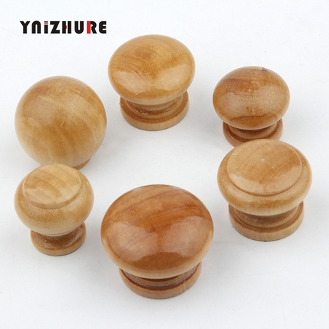 YNIZHURE Logism environmentally friendly Natural Wood Cabinet Drawer Pull Handles With Screws Wardrobe Door Knobs ► Photo 1/6